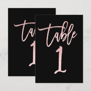 Convites Número de Mesa 1 Moderno em Folha Rosa Dourado Ros