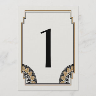 Convites Número de Mesa 1 Posh Dourado Art Déco