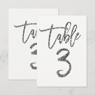 Convites Número de Mesa 3 em Letra Moderna Tendência com Br