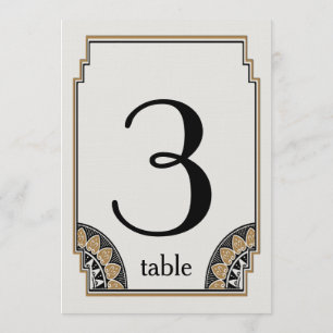 Convites Número de Mesa 3 Posh Dourado Art Déco