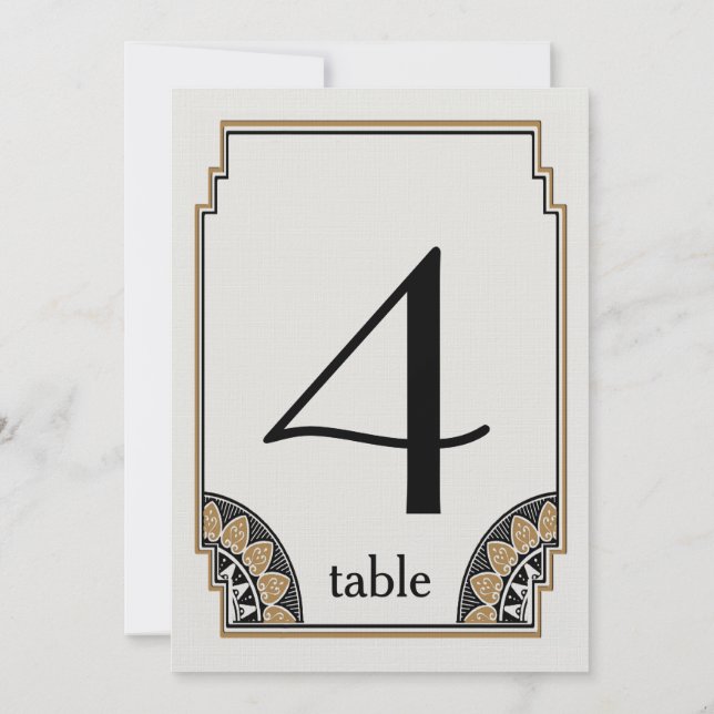 Convites Número de Mesa 4 Art Deco Dourado Chique (Verso)