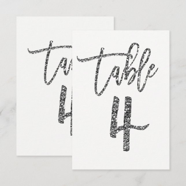 Convites Número de mesa 4 de script moderno tendência brilh (Frente/Verso)