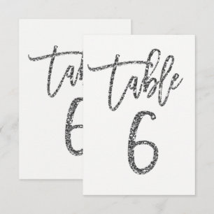 Convites Número de Mesa 6 Script Moderno Tendência Brilho P