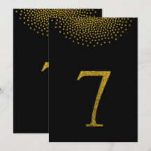 Número de mesa 7 simples em dourado com brilho e p