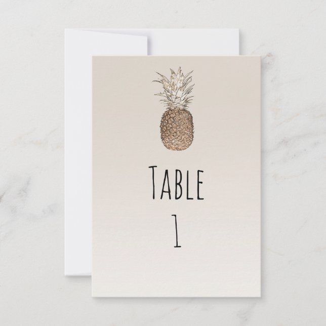 Convites Número de Mesa Abacaxi Tropical Havaiano Rústico (Frente)