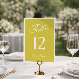 Convites Número de Mesa Amarelo Elegante Casamento Citrino