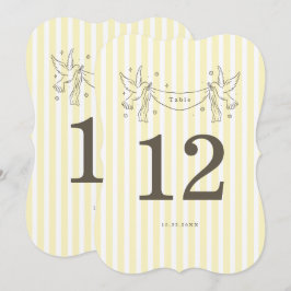 Convites Número de Mesa Amarelo Macio Listrado Die Cut Capr