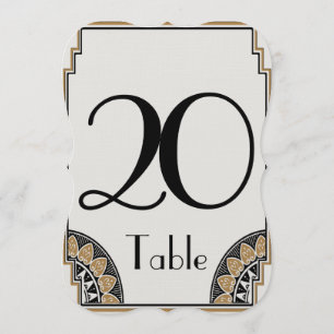 Convites Número de Mesa Art Deco Dourado Chique 20