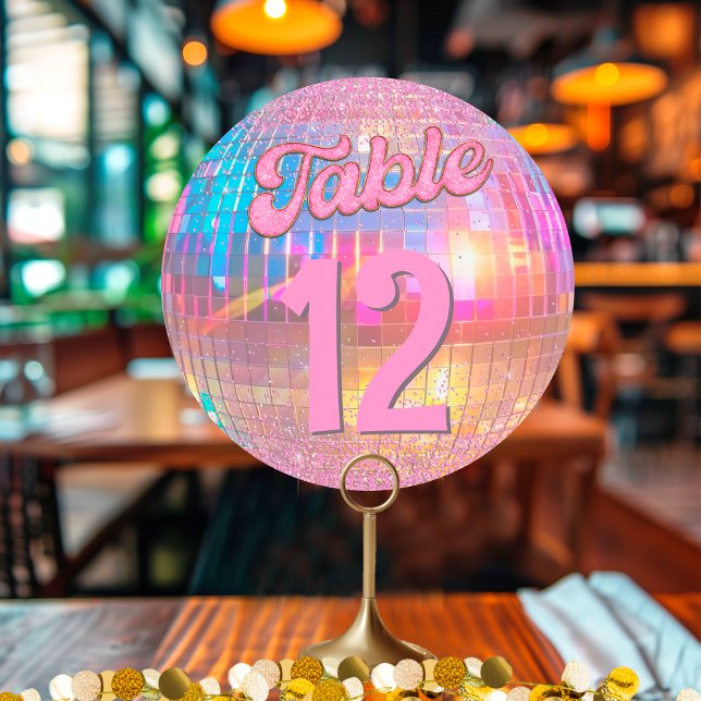 Convites Número de Mesa Bola de Discoteca Retro Dourado Ros (Criador carregado)