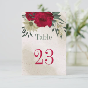 Convites número de mesa botânico de flores amarelas pálidas