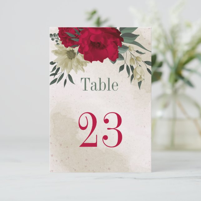 Convites número de mesa botânico de flores amarelas pálidas (Em pé/Frente)