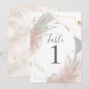 Convites Número de Mesa Botânico Gilded Gold Sage & Blush