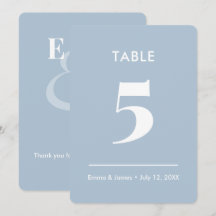 Número de Mesa Casamento Ampersand Azul Empoeirado