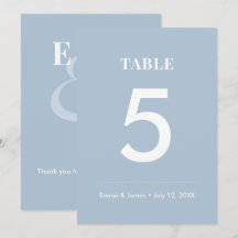 Número de Mesa Casamento Ampersand Azul Empoeirado