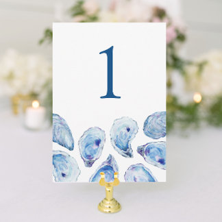 Convites Número de Mesa Casamento Aquarela Ostra Azul