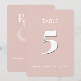Convites Número de Mesa Casamento Blush Ampersand