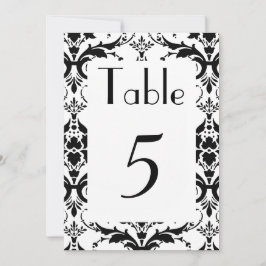 Convites Número de Mesa Casamento Preto e Branco Damask