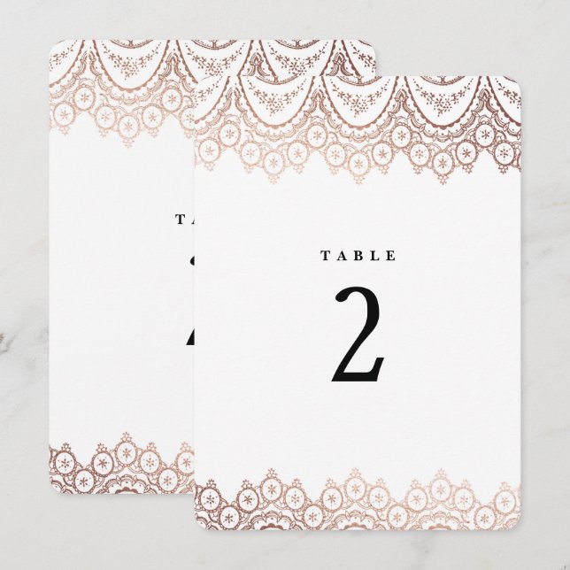 Convites Número de Mesa Casamento Renda Dourada Rosa Delica (Frente/Verso)