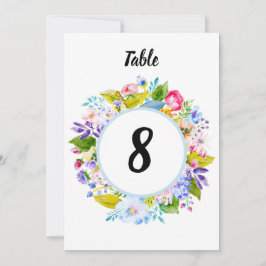 Convites Número de Mesa Casamento Romântico Floral Azul Sua