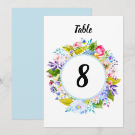 Convites Número de Mesa Casamento Romântico Floral Azul Sua