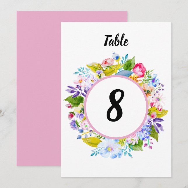 Convites Número de Mesa Casamento Romântico Floral Rosa Mod (Frente/Verso)