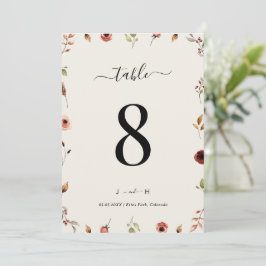 Convites Número de Mesa Casamento Rustico Boho Flores Silve