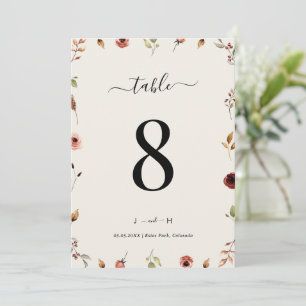 Convites Número de Mesa Casamento Rustico Boho Flores Silve
