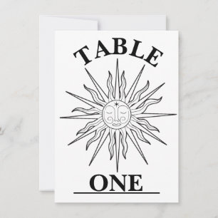 Convites Número de mesa celestial do sol caprichoso preto e