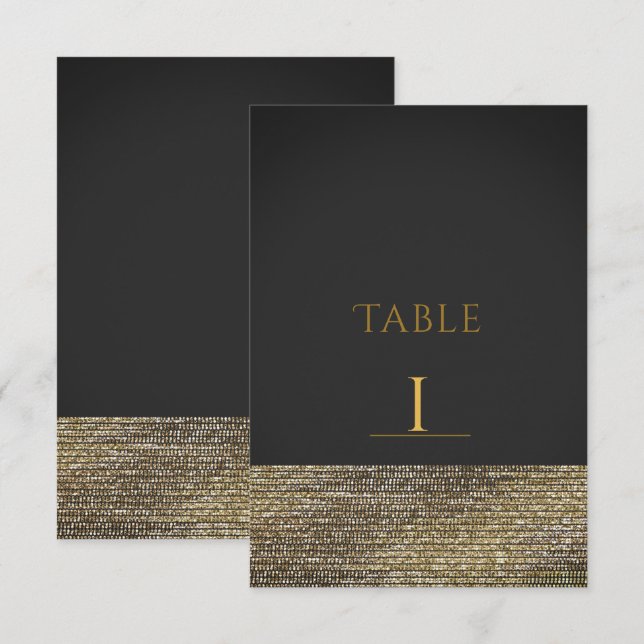 Convites Número de Mesa Cinza e Dourado Moderno Glam Sequin (Frente/Verso)