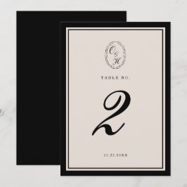 Convites Número de Mesa Clássico para Casamento Black Tie