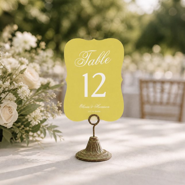 Convites Número de Mesa com Corte Die Amarelo Casamento Cit (Criador carregado)