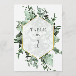 Convites Número de Mesa com Eucalipto e Folhagens em Aquare