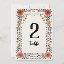 Número de Mesa com Floral em Letterpress