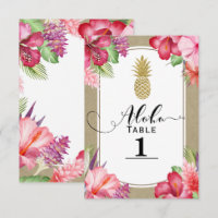 Número de Mesa de Abacaxi Dourado Floral Exótico T