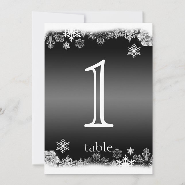 Convites Número de Mesa de Aniversário de Floco de Neve Pre (Frente)