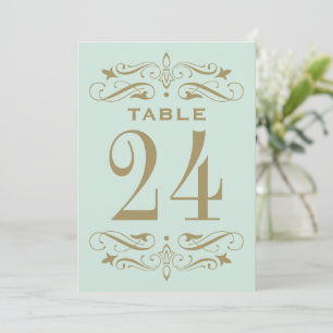 Convites Número de Mesa de Casamento Antigo Menta Vintage
