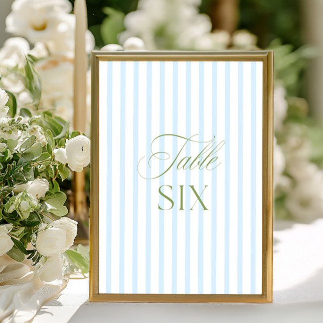 Convites Número de Mesa de Casamento Azul e Verde Sage Eleg (Elegant Sage Green & Blue Wedding Table Number)