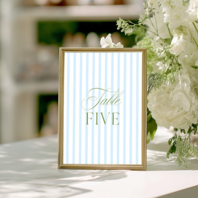 Convites Número de Mesa de Casamento Azul e Verde Sage Eleg (Elegant Sage Green & Blue Wedding Table Number)