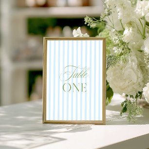 Convites Número de Mesa de Casamento Azul e Verde Sage Eleg