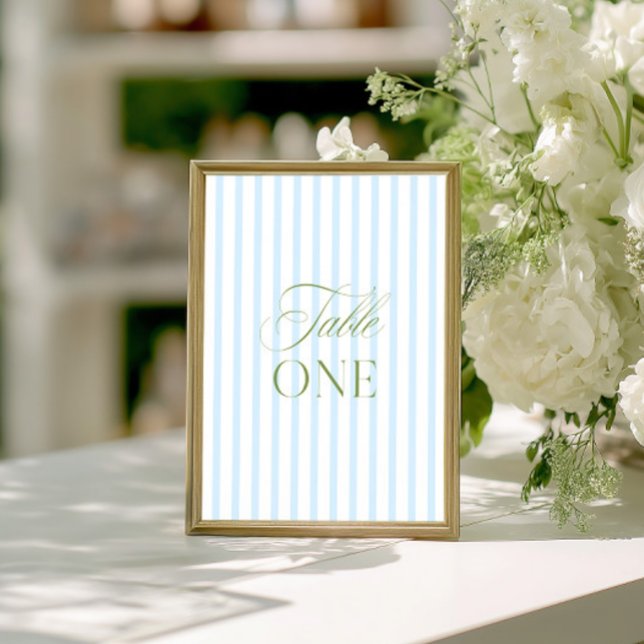 Convites Número de Mesa de Casamento Azul e Verde Sage Eleg (Elegant Sage Green & Blue Wedding Table Number)