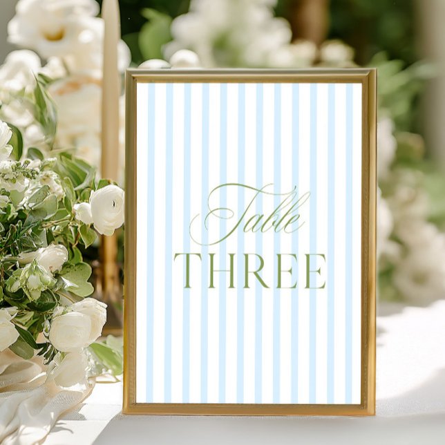 Convites Número de Mesa de Casamento Azul e Verde Sage Eleg (Elegant Sage Green & Blue Wedding Table Number)