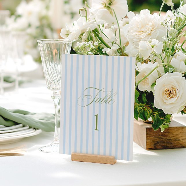 Convites Número de Mesa de Casamento Azul e Verde Sage Eleg (Elegant Sage Green & Blue Wedding Table Number)