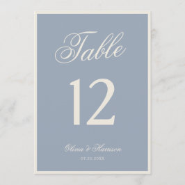 Convites Número de Mesa de Casamento Azul Empoeirado Elegan