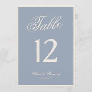 Convites Número de Mesa de Casamento Azul Empoeirado Elegan