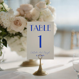 Convites Número de Mesa de Casamento Azul Ivory Old Money