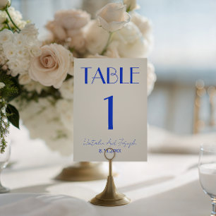 Convites Número de Mesa de Casamento Azul Ivory Old Money