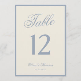 Convites Número de Mesa de Casamento Azul Poeirento Creme E