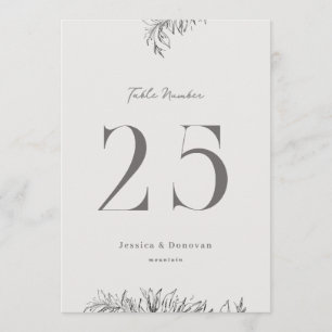 Convites Número de Mesa de Casamento Botânico 5 x 7