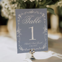 Número de Mesa de Casamento Botânico em Azul Flora
