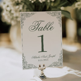 Convites Número de Mesa de Casamento Botânico Floral Verde